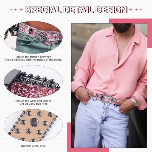 TINIDI Western Men Women Rhinestone Belts Bling Crystal Skulls Studded Leather Belt For Pants Jeans in Kuwait