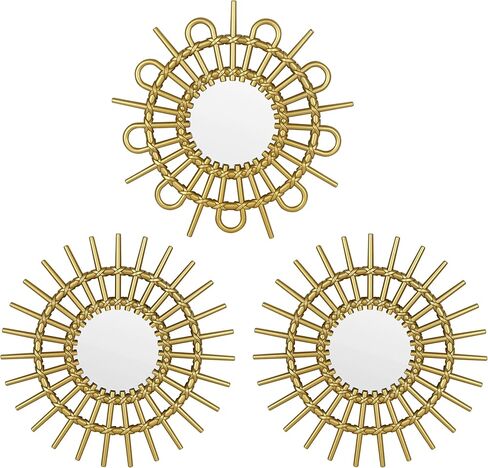 Funerom 9.8 x 9.8 inch 3 Pack Mirror Wall Decor Small Hanging Mirror for Wall (Black) in Kuwait