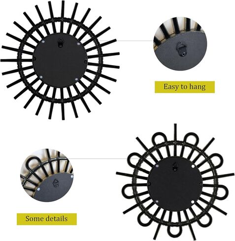 Funerom 9.8 x 9.8 inch 3 Pack Mirror Wall Decor Small Hanging Mirror for Wall (Black) in Kuwait