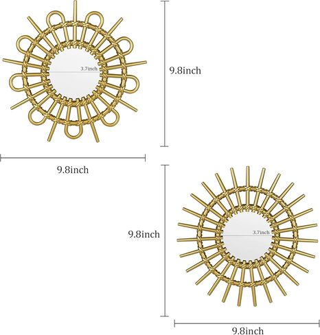 Funerom 9.8 x 9.8 inch 3 Pack Mirror Wall Decor Small Hanging Mirror for Wall (Black) in Kuwait