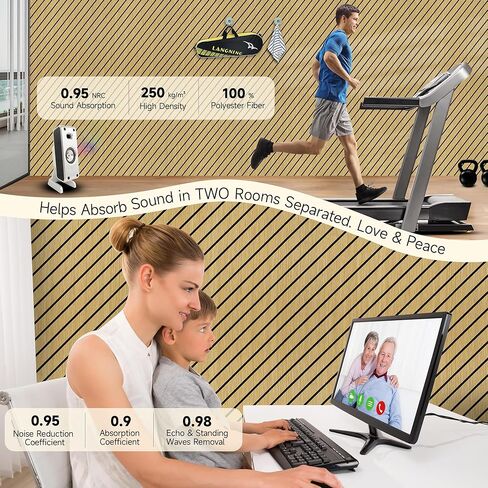 لوحات صوتية، 10 لوحات صوتية لتقليل الضوضاء للجدران، 48 بوصة × 24 بوصة × 0.4 بوصة، لوحات حائط عازلة للصوت، لوحات حائط صوتية عالية الكثافة، لوحة تزيين الحائط الممتصة للصوت، الجمل الفاتح in Kuwait