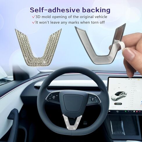 2025 Tesla 3/Y Exclusive Sparkling Imitation Diamond Steering Wheel Decoration (Steering Wheel Decoration) in Kuwait