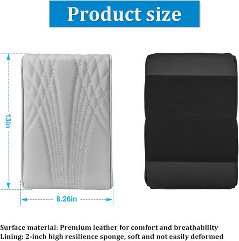 AICEL Car Armrest Box Height Increase Support Pad, Memory Foam Microfiber Leather Elbow Comfort Booster Pad, Center Console Waterproof Cushion Pillow, Soft Auto Arm Rest Protector Cover (Black) in Saudi Arabia