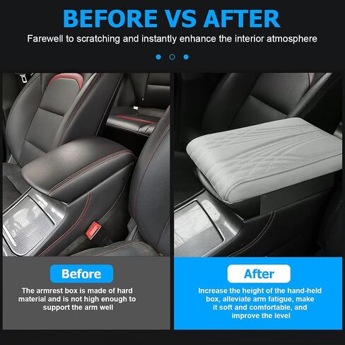 AICEL Car Armrest Box Height Increase Support Pad, Memory Foam Microfiber Leather Elbow Comfort Booster Pad, Center Console Waterproof Cushion Pillow, Soft Auto Arm Rest Protector Cover (Black) in Saudi Arabia