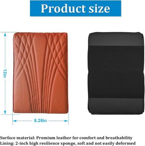 AICEL Car Armrest Box Height Increase Support Pad, Memory Foam Microfiber Leather Elbow Comfort Booster Pad, Center Console Waterproof Cushion Pillow, Soft Auto Arm Rest Protector Cover (Black) in Saudi Arabia