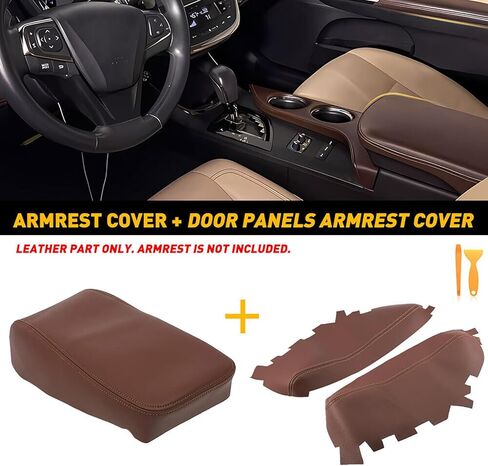 Brown/Black Front Center Console Armrest Lid & Door Panel Cover, Microfiber Leather for Toyota Avalon 2013-2018 in Kuwait