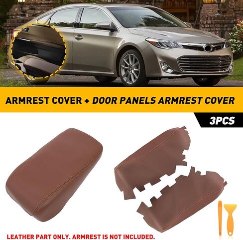 Brown/Black Front Center Console Armrest Lid & Door Panel Cover, Microfiber Leather for Toyota Avalon 2013-2018 in Kuwait