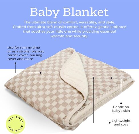 بطانية أطفال من Itzy Ritzy - بطانية ناعمة متعددة الاستخدامات من الموسلين القطني - يمكن استخدامها كحصيرة لوقت البطن، وغطاء للرضاعة، ومظلة لعربة الأطفال والمزيد - بمقاس 76.2 سم × 101.6 سم، ويمكن غسلها في الغسالة (طباعة بقرة) in Kuwait