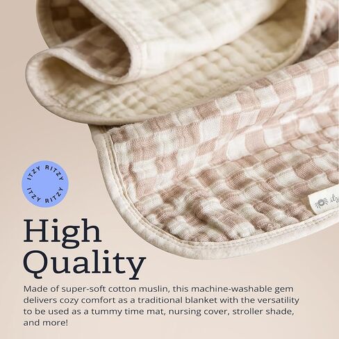 بطانية أطفال من Itzy Ritzy - بطانية ناعمة متعددة الاستخدامات من الموسلين القطني - يمكن استخدامها كحصيرة لوقت البطن، وغطاء للرضاعة، ومظلة لعربة الأطفال والمزيد - بمقاس 76.2 سم × 101.6 سم، ويمكن غسلها في الغسالة (طباعة بقرة) in Kuwait