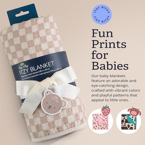 بطانية أطفال من Itzy Ritzy - بطانية ناعمة متعددة الاستخدامات من الموسلين القطني - يمكن استخدامها كحصيرة لوقت البطن، وغطاء للرضاعة، ومظلة لعربة الأطفال والمزيد - بمقاس 76.2 سم × 101.6 سم، ويمكن غسلها في الغسالة (طباعة بقرة) in Kuwait