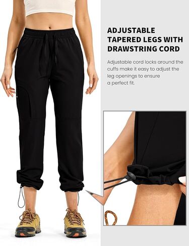 Rdruko Women's Hiking Pants Lightweight Quick Dry Water Resistant Cargo Outdoor Travel Pants Elastic Waist in Saudi Arabia