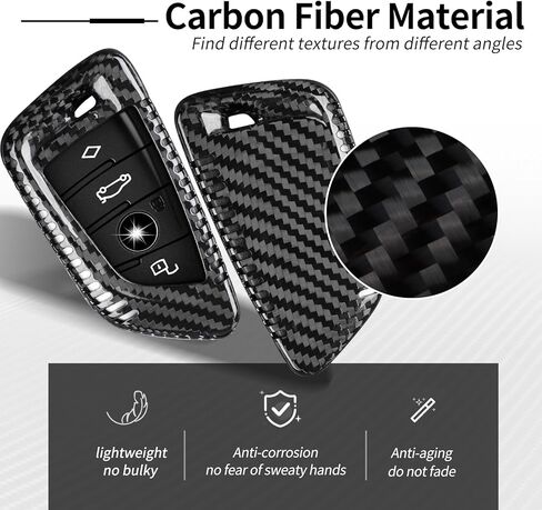 Key Fob Cover Compatible with BMW 2 Series 4 Series i4 M2 X4M 2023 2024 Smart Key, Carbon Fiber Key Fob Case Key Fob Protector Compatible with BMW Smart Key(Black) in Kuwait