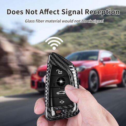 Key Fob Cover Compatible with BMW 2 Series 4 Series i4 M2 X4M 2023 2024 Smart Key, Carbon Fiber Key Fob Case Key Fob Protector Compatible with BMW Smart Key(Black) in Kuwait