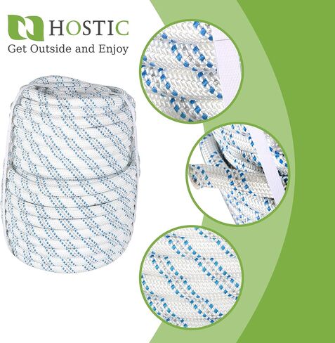 High Strength Braid Rope Nylon Pulling Rope Polyester Rope Multipurpose Bull Arborist Rigging 3/4 Inch x 150 Feet White Grey Blue in Kuwait