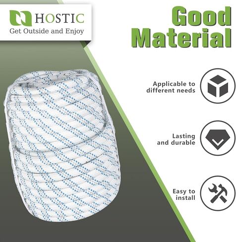 High Strength Braid Rope Nylon Pulling Rope Polyester Rope Multipurpose Bull Arborist Rigging 3/4 Inch x 150 Feet White Grey Blue in Kuwait