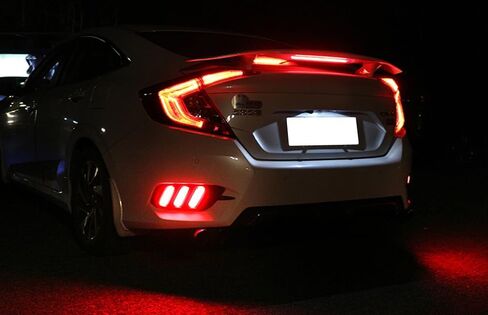 Ijdmtoy jdm Style Lens LED LED مصابيح عاكس مصدٍ متوافقة مع 2016-2021 Honda Civic سيدان ، تعمل كأضواء ذيل وفرامل وضباب خلفي in Saudi Arabia