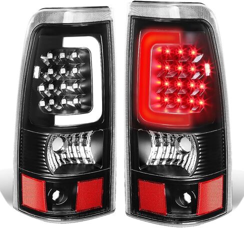 أضواء ذيل سلالة السيارات متوافقة مع 2003-2007 Chevy Silverado GMC Sierra 1500 2500 3500 HD Models ، Driver Side Side 3D LED BARK LAMPS ، Chrome Housing Clear Clear in Kuwait