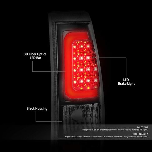 أضواء ذيل سلالة السيارات متوافقة مع 2003-2007 Chevy Silverado GMC Sierra 1500 2500 3500 HD Models ، Driver Side Side 3D LED BARK LAMPS ، Chrome Housing Clear Clear in Kuwait