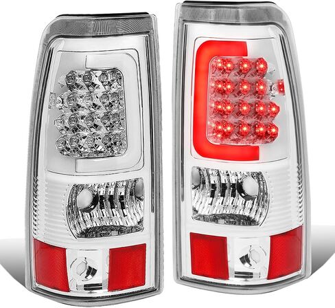 أضواء ذيل سلالة السيارات متوافقة مع 2003-2007 Chevy Silverado GMC Sierra 1500 2500 3500 HD Models ، Driver Side Side 3D LED BARK LAMPS ، Chrome Housing Clear Clear in Kuwait
