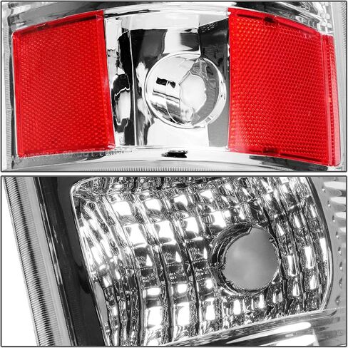 أضواء ذيل سلالة السيارات متوافقة مع 2003-2007 Chevy Silverado GMC Sierra 1500 2500 3500 HD Models ، Driver Side Side 3D LED BARK LAMPS ، Chrome Housing Clear Clear in Kuwait