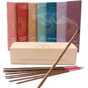 Incense Gift Set | 30 Hand-Rolled Indian Sticks | Sandalwood, Nag Champa, Spiritual & Chakra Incense for Meditation & Yoga - 3 Natural Scents (Peaceful Aromas) in Saudi Arabia