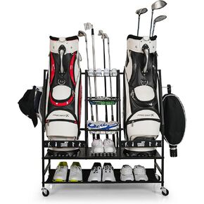 Mythinglogic 4 Golf Bag Storage Organizer, Extra Large Golf Storage Stand for Golf Bag Accessories, Golf Storage Rack for Garage, Golf Club, Basement in Kuwait