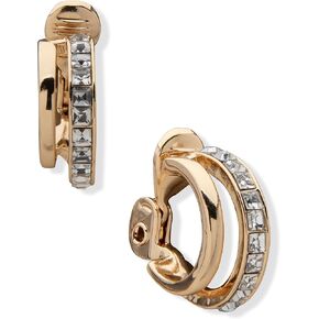 ANNE KLEIN Women's Gold Tone EZ Comfort Clip Hoop Earring featuring crystal accents in Saudi Arabia