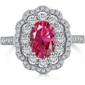 حلقة مويسانيت وحجر أحمر في S925 الفضة الاسترليني ، مجوهرات روبي مبهرة مثل مواليد يوليو للنساء in Kuwait