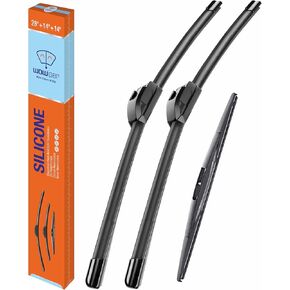 شفرات ممسحة الزجاج الأمامي للسيليكون مع شفرة ممسحة خلفية لـ Honda Fit 2009-2020 ، مساحات زجاج الأمامي البديلة في جميع موسم لسيارتي-28 "+14" +14 "(مجموعة من 3) in Kuwait