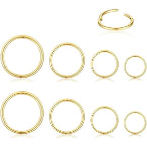 16Gauge（1.2mm） Surgical Stainless Steel earrings for women 6-8-10-12mm| S925 Sterling Silver plated Septum rings Hinged Clicker Segment Nose Rings Helix Cartilage Daith Tragus Hypoallergenic sleeper hoop Earrings Body Piercing jewelry for Women Men earrin in Kuwait