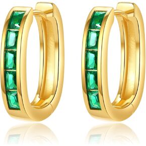 Trendy CZ Gold/Silver Hoop Earrings for Women Square Hypoallergenic chunky gold Hoop Earrings Geometric Minimalist Rectangle Hoops in Saudi Arabia