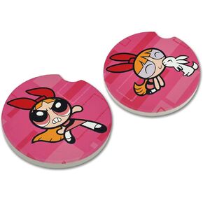 Elektroplate Officially Licensed Powerpuff Girls Bubbles Automotive Ceramic Coasters (2.6" Diameter) | Universal Fit for All Cars, Trucks, SUVs, and More | Absorbent Non-Slip Durable | Set of 2 in Saudi Arabia