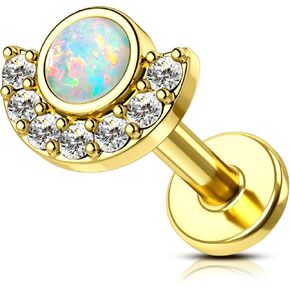 Colorful Opal Tragus Jewelry 16G Vintage Helix Cartilage Earrings Stud Internally Thread Labret Stud Surgical Steel in Kuwait