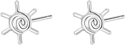 Cute Tiny Sun 925 Sterling Silver Small Stud Earrings for Women Men Minimalist Cartilage Tragus Piercings Studs Hypoallergenic Fashion Jewelry Gifts for Birthday Christmas Daughter 8.8mm in Saudi Arabia