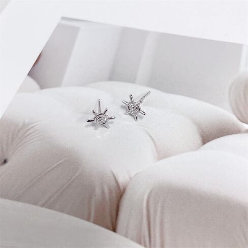 Cute Tiny Sun 925 Sterling Silver Small Stud Earrings for Women Men Minimalist Cartilage Tragus Piercings Studs Hypoallergenic Fashion Jewelry Gifts for Birthday Christmas Daughter 8.8mm in Saudi Arabia