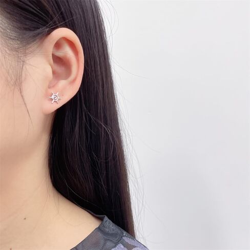 Cute Tiny Sun 925 Sterling Silver Small Stud Earrings for Women Men Minimalist Cartilage Tragus Piercings Studs Hypoallergenic Fashion Jewelry Gifts for Birthday Christmas Daughter 8.8mm in Saudi Arabia