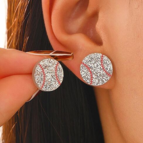 6 Pair Sport Ball Stud Earrings Set for Women Stackable Sport Acrylic Glitter Volleyball Baseball Basketball Football Rugby Earrings for Sport Lover Mother's Day in Saudi Arabia