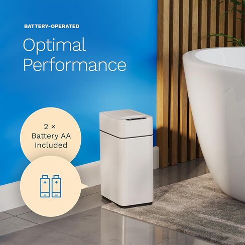 سلة مهملات المطبخ القوية سعة 13 جالون من hOmeLabs، غطاء فراشة مستشعر قابل للسحب، زيادة المساحة، سهلة التنظيف، تعمل بالبطارية مع البطاريات المتضمنة in Kuwait