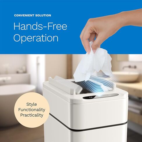 سلة مهملات المطبخ القوية سعة 13 جالون من hOmeLabs، غطاء فراشة مستشعر قابل للسحب، زيادة المساحة، سهلة التنظيف، تعمل بالبطارية مع البطاريات المتضمنة in Kuwait