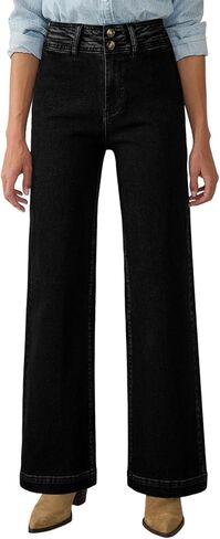 Astylish Women Wide Leg Jeans High Waisted Double Buttoned Stretchy Straight Leg Jeans Loose Trendy 2025 Denim Pants in Saudi Arabia