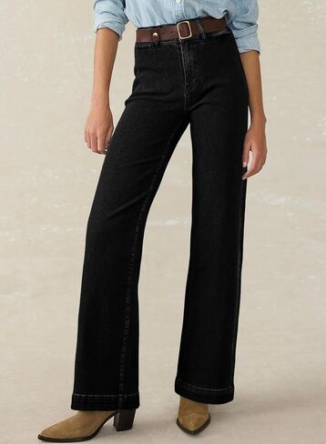 Astylish Women Wide Leg Jeans High Waisted Double Buttoned Stretchy Straight Leg Jeans Loose Trendy 2025 Denim Pants in Saudi Arabia