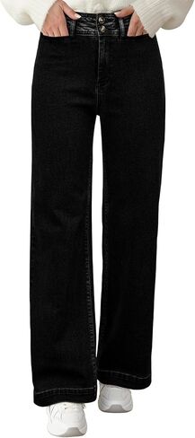 Astylish Women Wide Leg Jeans High Waisted Double Buttoned Stretchy Straight Leg Jeans Loose Trendy 2025 Denim Pants in Saudi Arabia