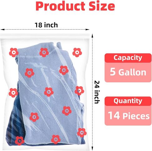 14 Packs Large Storage Bags Extra Large Zipper Cloth Storage Bags -5 Gallon Freezer Bags Thick Reclosable Storage Clothing Prep Moving BPA-Free Office Supplies & Travel Essential Size 18"x 24" in Saudi Arabia