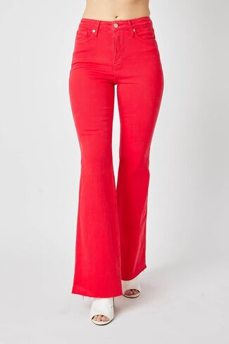Judy Blue Women's Hw Tummy Control Garment Dyed Flare Jeans Plus Size in Saudi Arabia