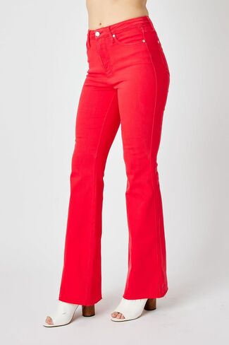 Judy Blue Women's Hw Tummy Control Garment Dyed Flare Jeans Plus Size in Saudi Arabia