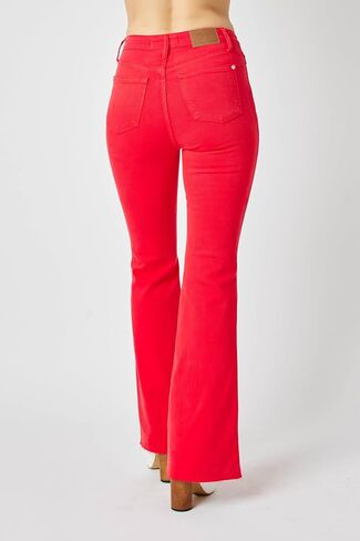 Judy Blue Women's Hw Tummy Control Garment Dyed Flare Jeans Plus Size in Saudi Arabia