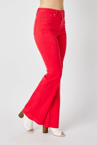 Judy Blue Women's Hw Tummy Control Garment Dyed Flare Jeans Plus Size in Saudi Arabia