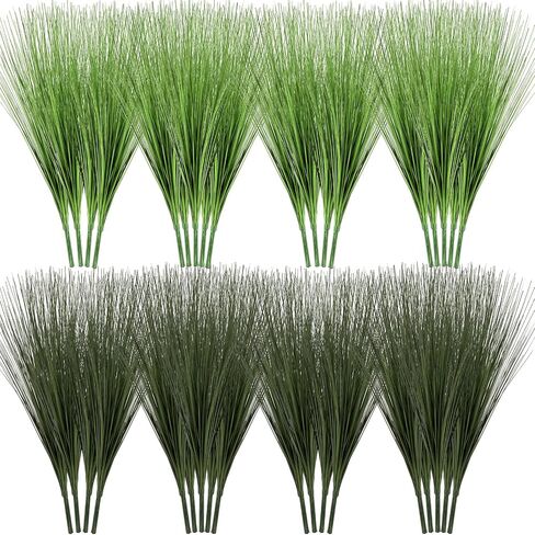 Yunlly 24 Pack 27'' Artificial Plants Onion Grass Greenery Fake Tall Grass Realistic Faux Wheat Shrubs Bush for Outdoor Patio Yard Indoor House Home Gardening Office Room (Green) in Saudi Arabia