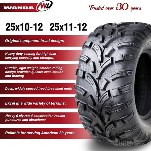 مجموعة Wanda من 4 إطارات ATV 25x10-12 و 25x11-12 FIT 2020 Polaris Ranger 1000 in Saudi Arabia