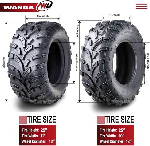مجموعة Wanda من 4 إطارات ATV 25x10-12 و 25x11-12 FIT 2020 Polaris Ranger 1000 in Saudi Arabia
